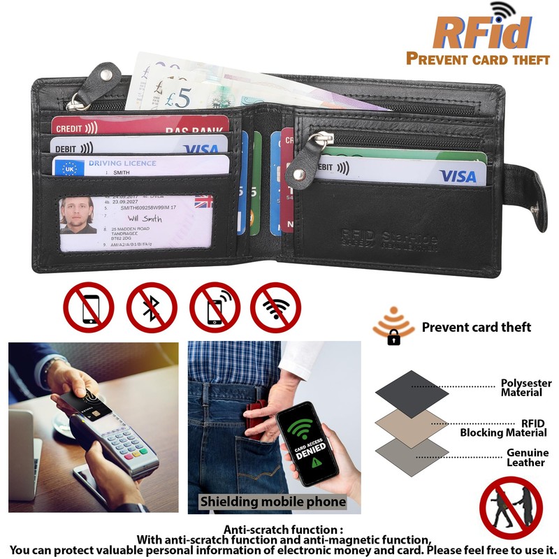 STARHIDE Mens RFID Blocking Slim Wallet Genuine VT Leather Billfold