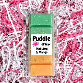 Puddle of Wax - Thai Lime & Mango Soy Wax Melt Snap Bar - 50g - Fruity Scent - Vegan Friendly - Made in the UK