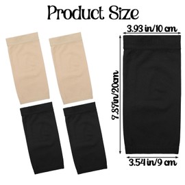 Sorcristy 2 Pairs Forearm Tattoo Cover up Compression Sleeves Tattoo Covers Hand Cover up Sleeve Band Concealer Support UV Arm Sleeves for Women Men (Black, Nude,7.8 X 3.9 Inch)