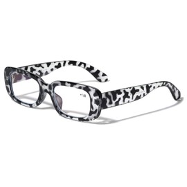 V.W.E. Women Anti Blue Light UV Blocker Glasses Rectangle Animal Print Bold Reading Reader (Grey Leopard, 3.00, multiplier_x)