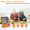 FCXJTU Digital Dual Triple Kitchen Timer, 3 Channels Countdown Timer,