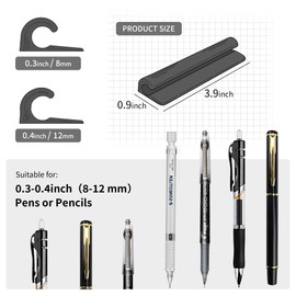 ELETIUO Pencil Holder For Most Pens,Pencils,Self-Adhesive Stick To Notebooks,Diary,Desks,Whiteboards Or Any Surface,Silicone Pen Holder For Home,Office And Desk Organization,Black