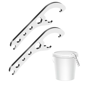 2pcs Bucket Opener, 5 Gallon Iron Bucket Opener Wrench Tool Silver Metal Aluminum Bucket Lid Remover Opener Multi-Functional Paint Can Pail Opener Tool for Home Industrial Commercial Use