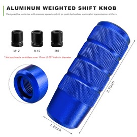 BWBWND 95mm/3.74" Car Shifter Knob, Aluminum Alloy Gear Stick Shift Handle with M8/M10/M12 Adapters, Cool Anti-Slip Auto Gear Lever Shifter Head for Most Manual Automatic Vehicles (Blue)