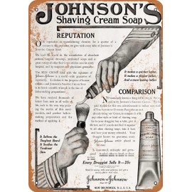 RetroRust 10 x 14 METAL SIGN - 1910 Johnson's Shaving Cream Soap - Vintage Rusty Look