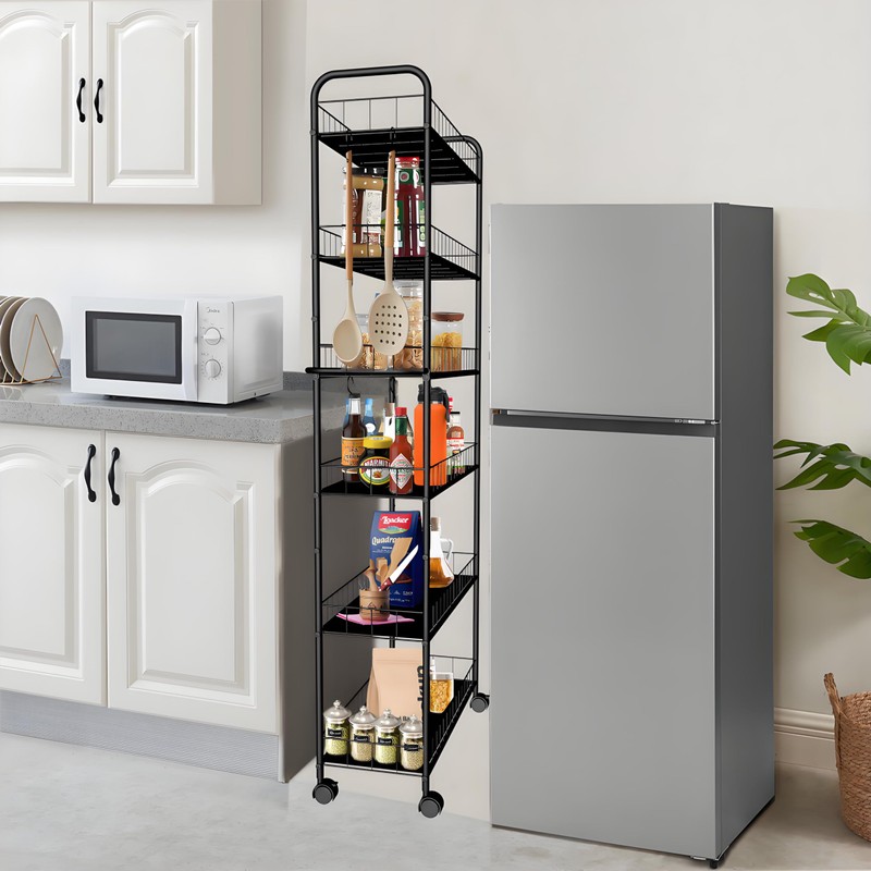 Seadasyoon 6 Tier 10in Slim Rolling Storage Cart with Handle,