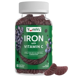 Iron Gummies Supplement with Vitamin C – 10 mg Iron Supplement – Great-Tasting Gummies Grape Flavor – Supports Immune Health & Helps with Iron Deficiency – Vegan, Kosher, Non-GMO – 60 Count