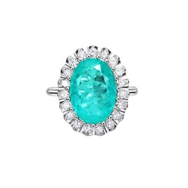 Michooyel S925 6ct Paraiba Oval Cut Promise Ring for Women Sterling Silver Cubic Zirconia Engagement Wedding Ring Bands for Women