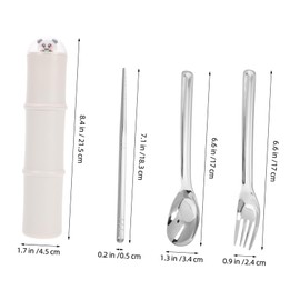Gatuida 1 Set Set Bamboo Cutlery Set Serving Utensils Reusable Silverware for Lunch Adult Cute Chopsticks Portable Tableware Travel Utensils Picnic Accessories 304 Stainless Steel