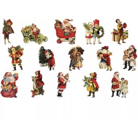Unique Christmas “Vintage Style” Wooden Ornaments Set Of 15 Individual Ornaments