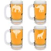 12oz Beer Mug Stein Glass Set of 4 Gift Elephant