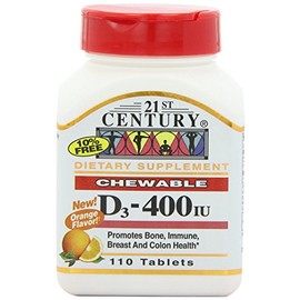 21st Century D 400 IU Orange Chewable Tablets, 110 Count (Pack of 12)