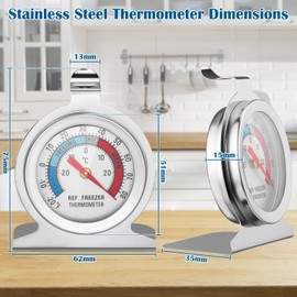 Indoor Thermometer, Fridge Freezer Thermometer Refrigerator Thermometer - Room Mechanical Thermometer, Dial Stainless Steel Thermometer for Home, Restaurants, Bars, Cafes