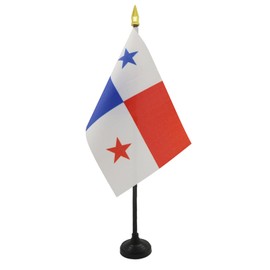 AZ FLAG PANAMA TABLE FLAG 4'' x 6'' - PANAMANIAN DESK FLAG 15 x 10 cm - golden spear top