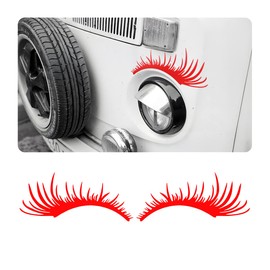CGEAMDY 2 Pair of Car Headlight Eyebrow, Car Eyelashes for Headlight Decoration Sticker, Headlight Eye Lid, Car Accessories Eyelashes Waterproof Not Easy to Crack Eyebrow for Cars Decor(Red)