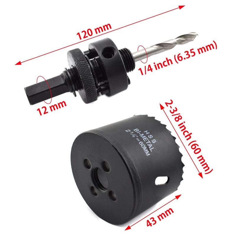 2-3/8 Inch Desk Grommet and Hole Saw Kit, OZXNO 5-Pack