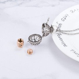 Vintage Hollow Flower Urn Necklace for Ashes Forever in my heart Memorial Locket Pendant Jar Keepsake Cremation Jewelry