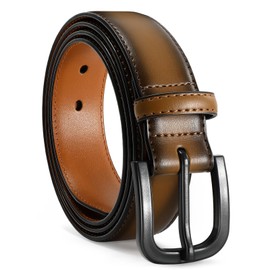 VONMELLI Men's Belt, Metal-Free Leather Belt, Men's TSA Approved, Metal Free Work Belt, Jeans with Hypoallergenic Buckle, Gradient Brown
