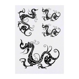 4 x 'Mythical Dragon' Temporary Tattoos - Water Resistant, Skin-Safe, Non-Toxic Transfers, Mixed Sizes (TO00074620)