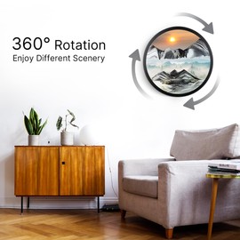 Mtadmai 17.3" Moving Sand Art, 3D Sand Art Pictures Deep Sea Sandscape Living Room Decoration, 360° Rotate, Glass Crafts Solid Wood Frame, Relaxing Mood Home Office Work Wall Art Decor