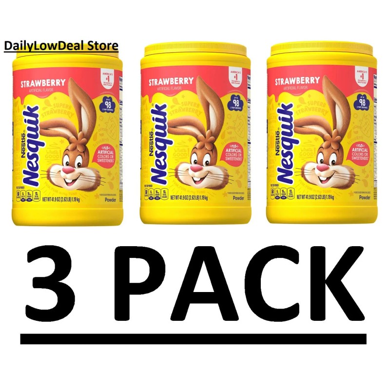 Nesquik 3 PACK - Nesquik Strawberry Powder Drink Mix 41.9
