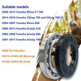 BIGLKNM Clutch Crankcase Bearing & Seal Compatible for Yamaha Rhino F1 700 Viking 700 Rhino 660 Grizzly 550 660 700