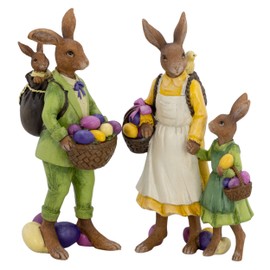 H.Bauer jun. Large Decorative Rabbit Figure Artificial Stone – Standing Easter Decoration Rabbit Family Colourful Dressed – Polyresin Easter Bunny Spring Decoration for Standing