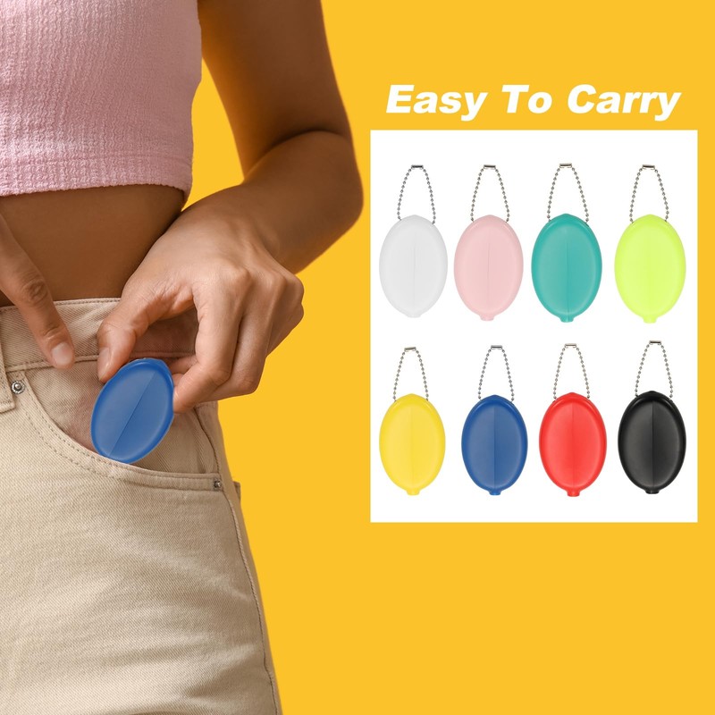 PATIKIL Rubber Coin Purse, 3 Pcs Squeeze Coin Holders with