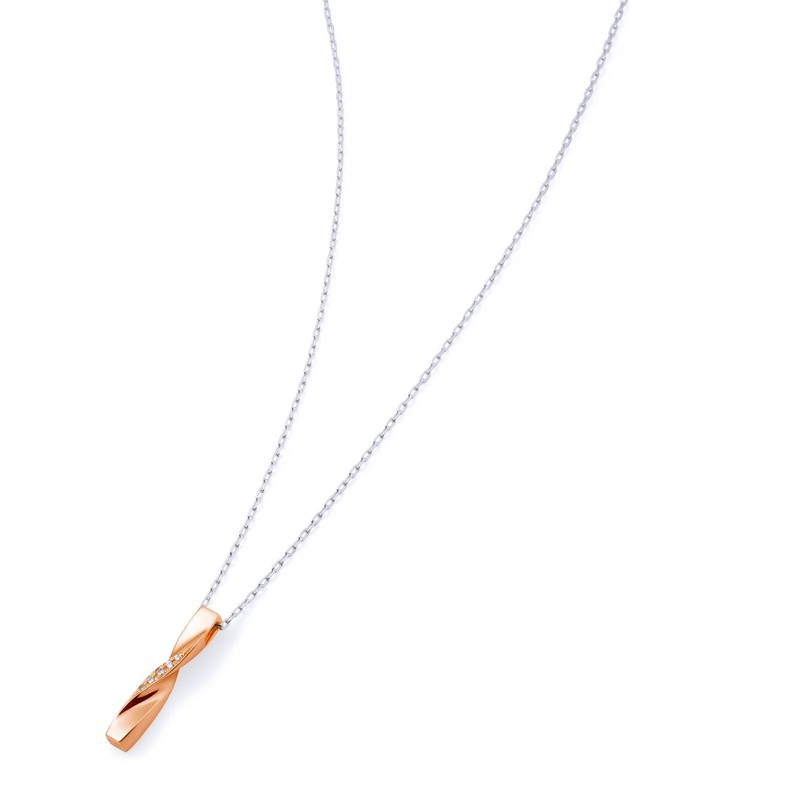 THE KISS SPD6006CB Cubic Zirconia Pink Gold Coated Silver Necklace,