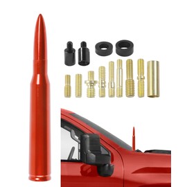 iolory Car Bullet Antenna,Heavy Duty Car Truck Bullet Antenna with Adapter & Washer,Automotive Exterior Accessories Antenna Replacement,Suitable for Most Cars or Pickup Trucks (Red)