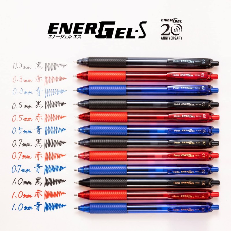 Pentel Gel Ink Ballpoint Pen, EnerGel S, 0.5mm, Black Body,