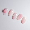 Sweet Peach Handmade Nail Tips Peach Cherry Blossoms - Round