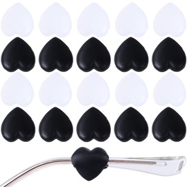 STSTR 10 Pairs Heart Glasses Ear Grips, Soft Silicone Eyeglasses Ear Hooks, Anti-Slip Eyeglasses Retainers Behind Ears for Women Men Sunglasses, Daily Wearing -Clear, Black
