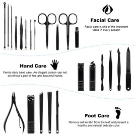 Manicure Set Nail Set 23-Piece Pedicure Set Nail Clippers Stainless Steel Portable Nail Scissors Set with PU Leather Case Nail Care Set Professional All-Round Hand Foot Care Kit for Men and Women