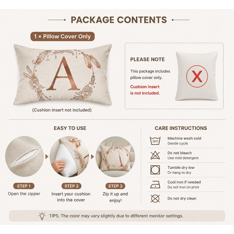 Handmade Alphabet Decorative Pillow Cover for Home Decor – 26
