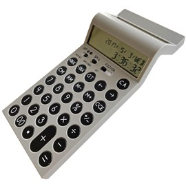 Seiwa Material LOOPER LPC-GY Calculator, Stylish Design & Convenient, Double-Sided LCD Panel, 12 Digits, Clock with Calendar Function, Gray