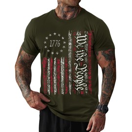 Man Stripes and Stars Top Fourth of July T-Shirt American Flag Casual Tee Shirt American Flag Printing T-Shirt S