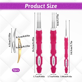 Ptwola 5 PCS Dreadlock Crochet Hook for Hair Braid Hair Locking Durable Braid Needle Weaving 0.75mm Dread Hair Interlocking Micro Tool Accessories with Storage Bag for Women Men