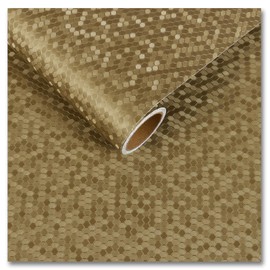 CRE8TIVE Mustard Gold Wallpaper Stick and Peel Metallic Hexagon Gold Contact Paper for Countertops Waterproof Self Adhesive Honeycomb Textured Kitchen Wallpaper for Refrigerator Backsplash 12"x354"