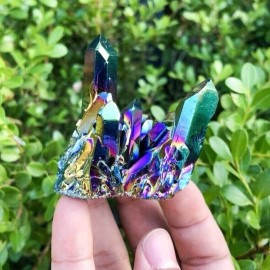 80-100g Titanium Aura Rainbow Quartz Crystal Multicolor Cluster Healing Gifts