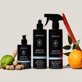 Preston Lane Luxury Kitchen Set – Hand Wash, Dish Soap & All-Purpose Cleaner | Plant-Powered Cleaning Essentials Bundle with Fine Italian Fragrance, Terrace View Scent