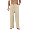 Puimentiua Cotton Linen Pants Men Casual Loose Fit Elastic Drawstring