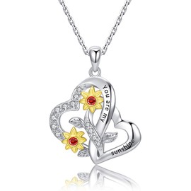 Bolelis 925-Sterling-Silver Sunshine Sunflower Necklace for Women You are My Sunshine Infinity Love Pendant Necklaces Mothers day Chrismas Jewelry Gifts for Women Grils Mom