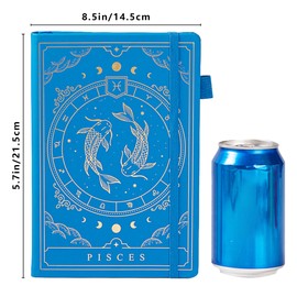 Constellations Notebook, A5 Polka Dot Hardback 100 gsm 400 Pages Writing Paper, Bullet Organiser Notebook for Women, Men, Teens (Pisces)