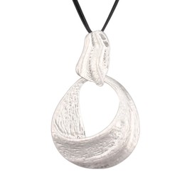 GelConnie Chunky Silver Pendant Necklace Black Cord Ajustable Bohemian Leather Necklace for Women Circle Necklaces Trendy Boho