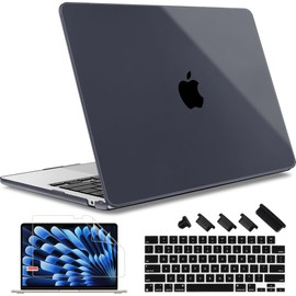 May Chen Compatible with M4 MacBook Air 15 inch Case 2025 2024 2023 A3241 A3114 M3 A2941 M2 with Liquid Retina Display & Touch ID, Plastic Hard Shell with Keyboard Cover - Crystal Black