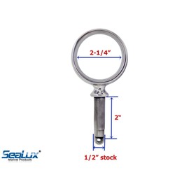 SeaLux 316 Stainless Steel I.d. 2-1/4" Round Oarlock Heavy Duty 1/2"x 2" shaft for boat/ kayak (Pair)