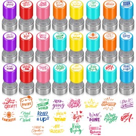 Yinder 24 Pcs Teacher Stamps for Classroom Self Inking Classroom Stamps for Teachers Elementary Colorful Motivational Encouraging Stamp Gifts Christmas(Modern)