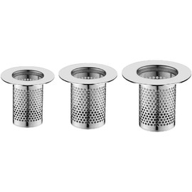 3-Pack Hair Catcher Shower Drain Strainer, Floor Drain Strainer, Stainless Steel Hair Strainer for Bathroom Washbasin Bathtub Drain, Fit Hole Size from 1.25" to 2.17" (Steel Color)