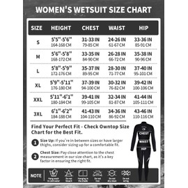 Owntop Wetsuit 5mm Neoprene Diving Suit for Womens - Thicken Full Wet Suit, Back Zip Long Sleeve UPF50+ Keep Warm Swimwear for Scuba Surfing Swimming Diving Snorkeling Water Sports, Black M
